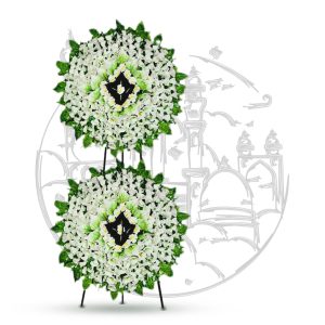 تاج گل مصنوعی 2 طبقه وسط سفید