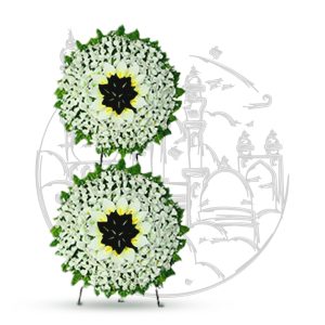 تاج گل مصنوعی 2 طبقه وسط مشکی